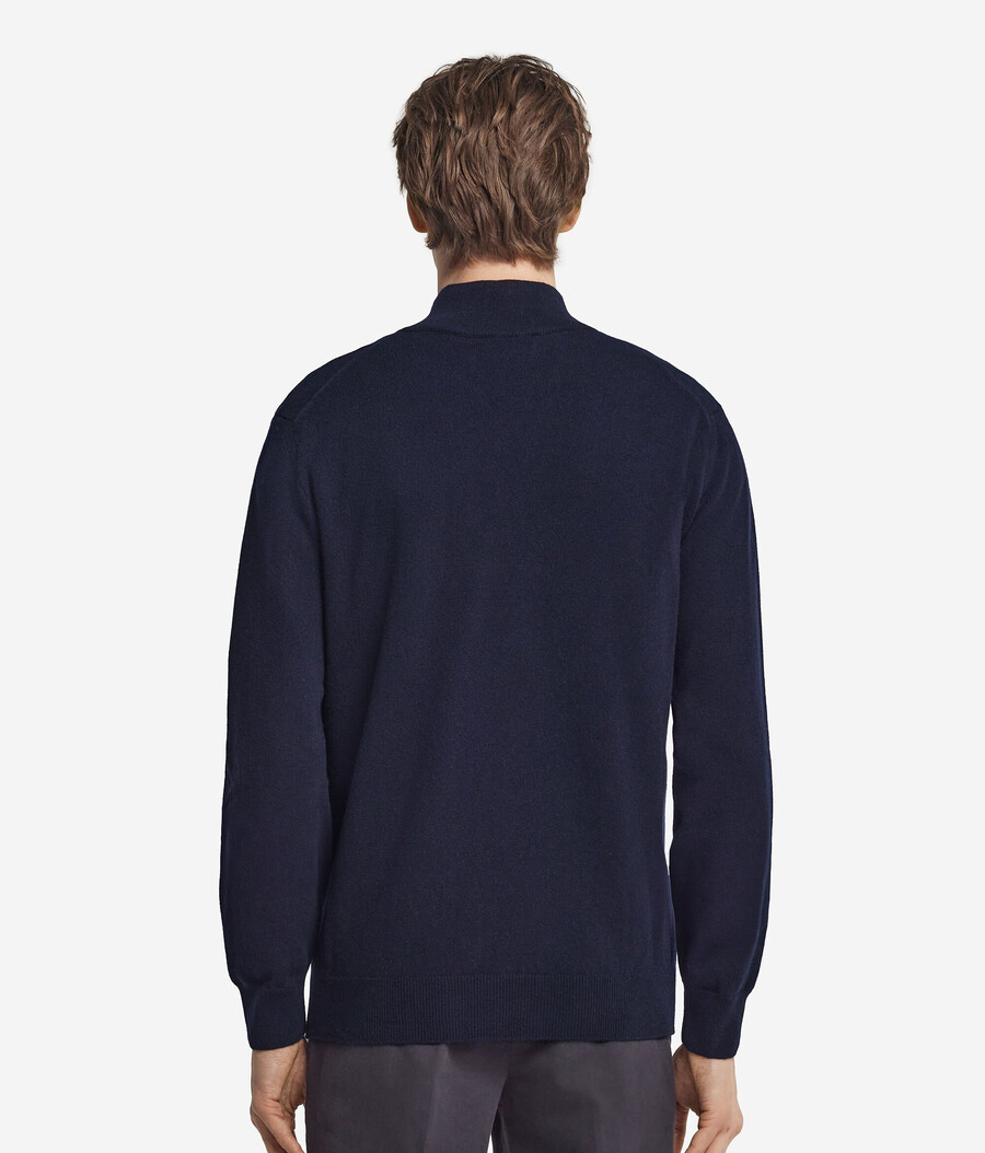 maglione con collo a imbuto e mezza zip in cashmere ultra morbido