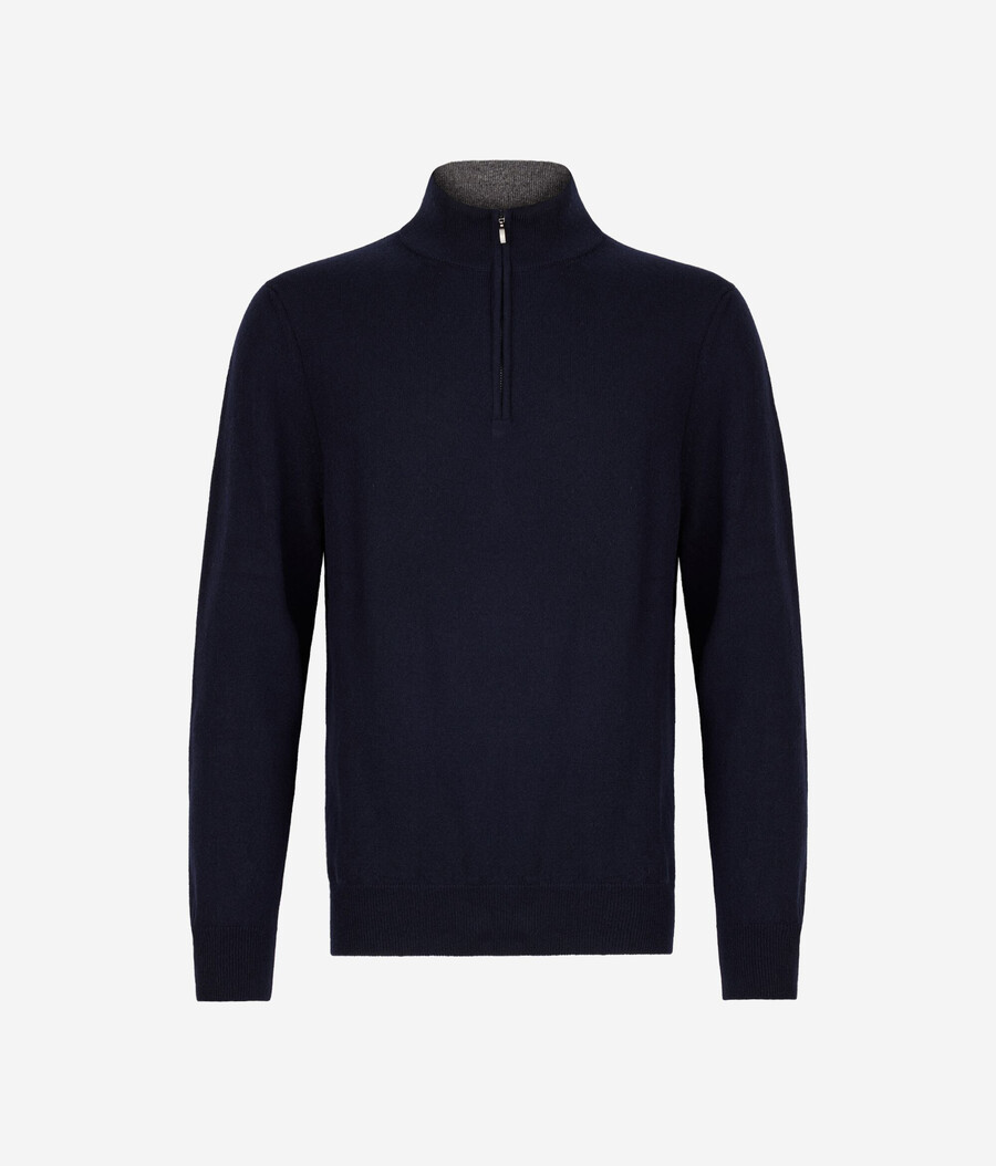 maglione con collo a imbuto e mezza zip in cashmere ultra morbido