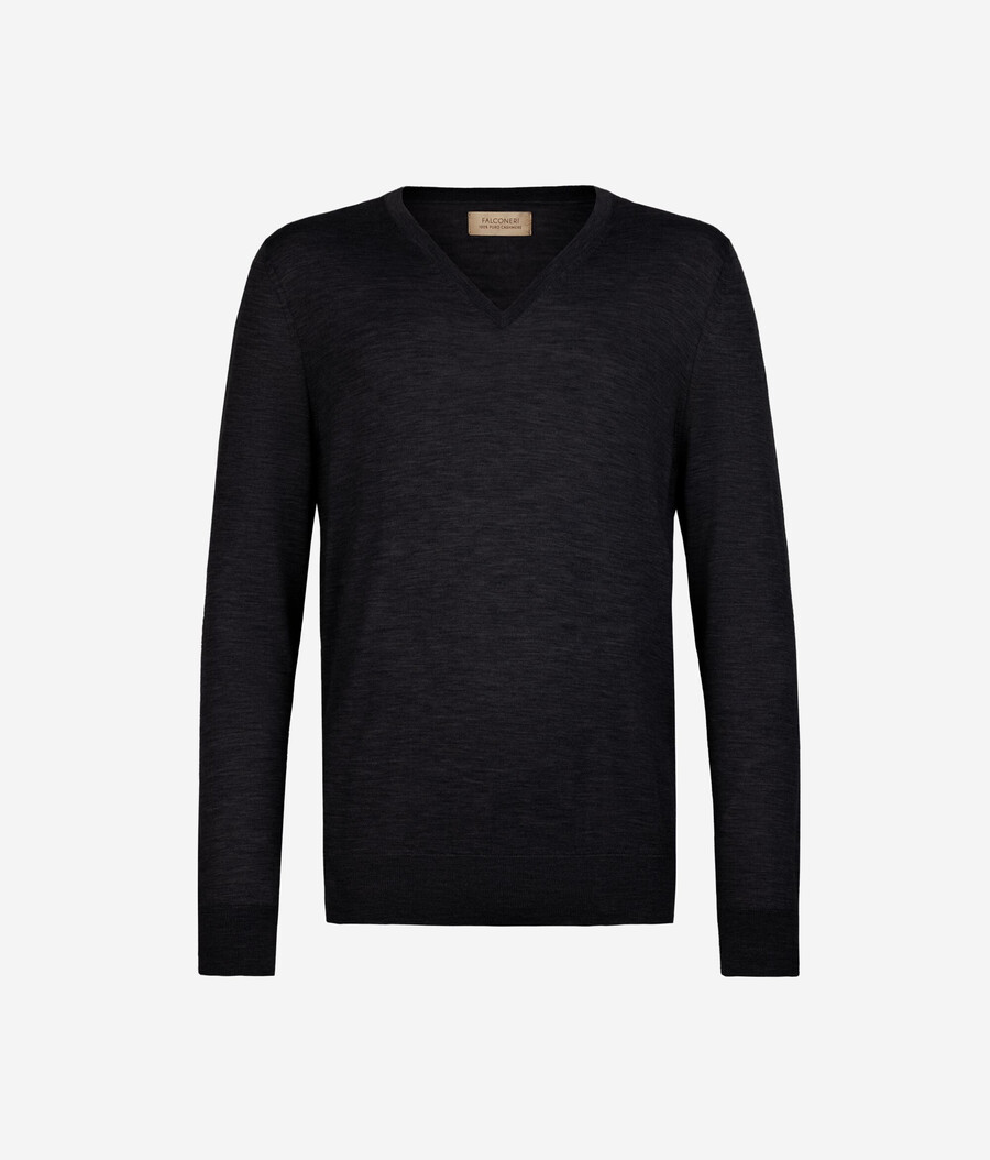 maglione con scollo a v in cashmere ultrafine