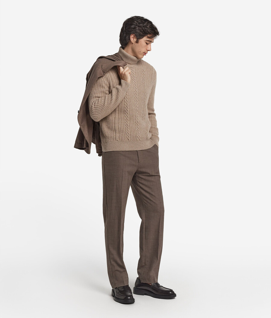 dolcevita in cashmere non tinto con punto trecce ultra morbido