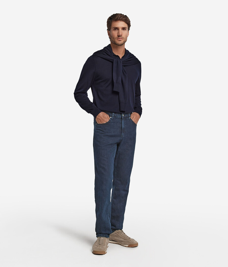 jeans in cotone e lino
