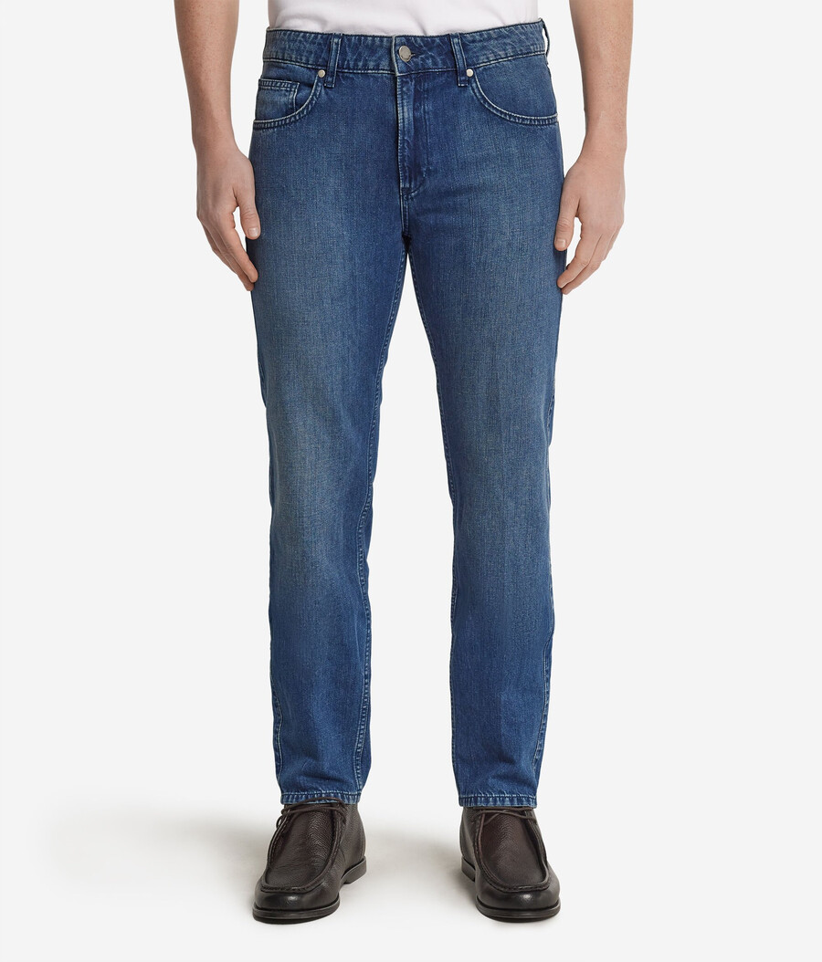 jeans in cotone e lino
