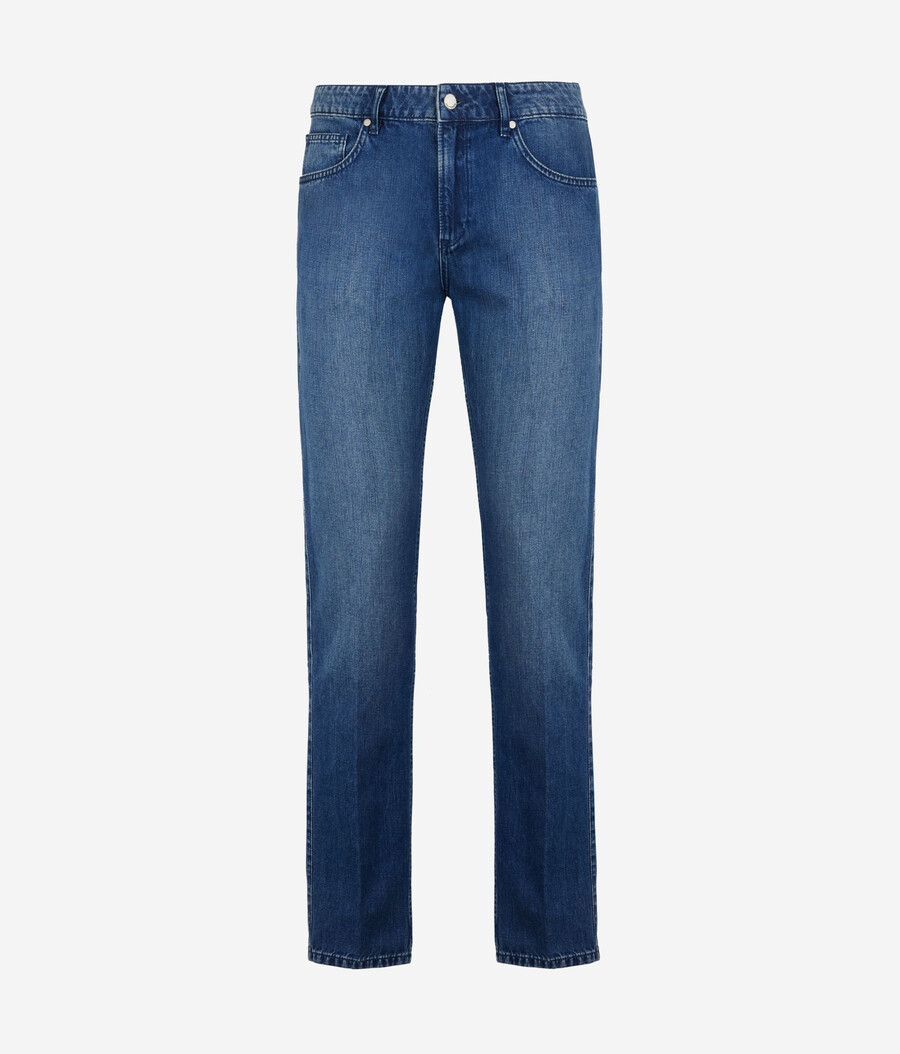 jeans in cotone e lino