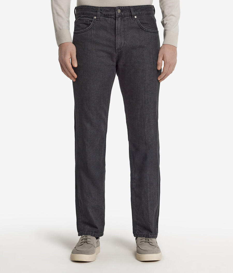 jeans in cotone e lino