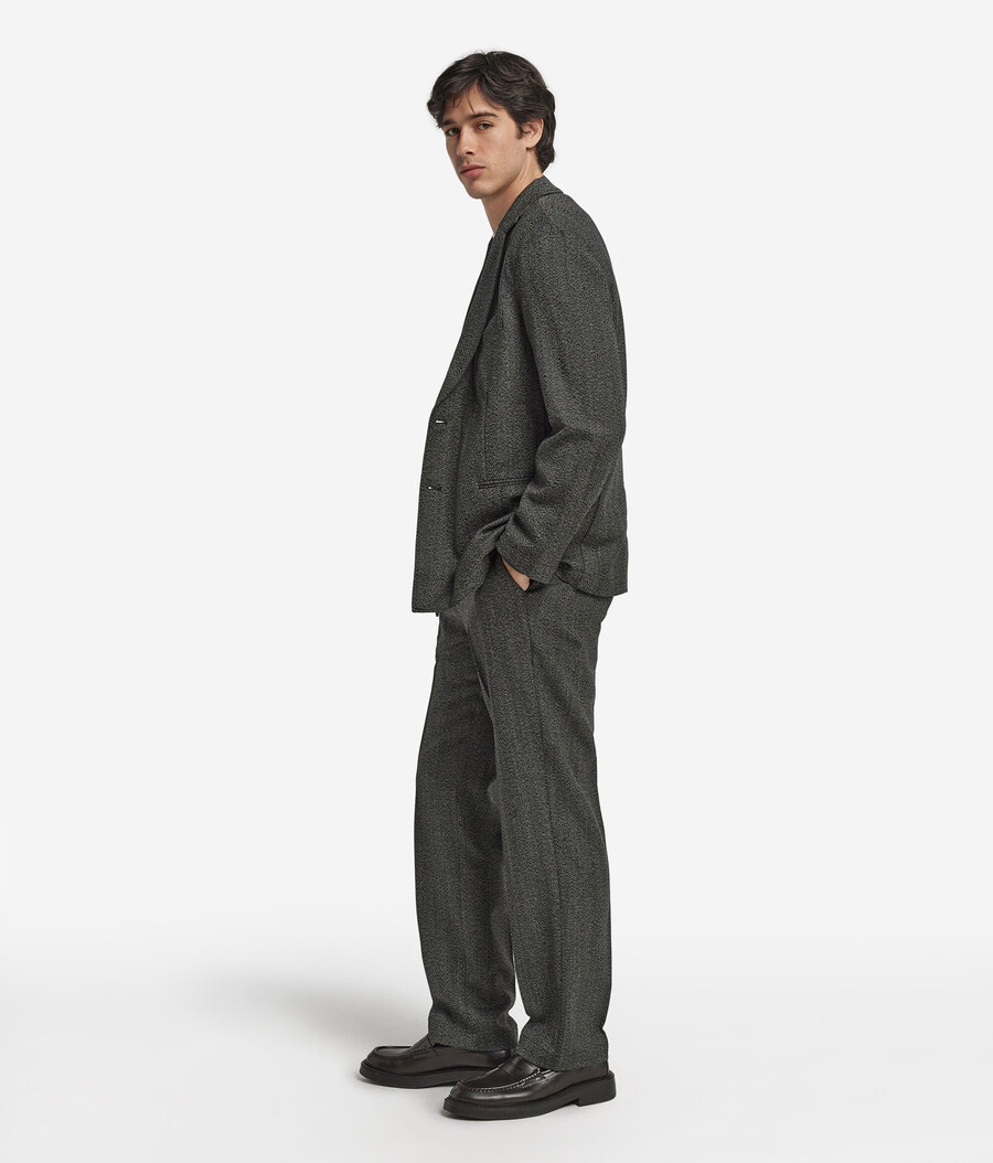 pantaloni in lana a spina di pesce