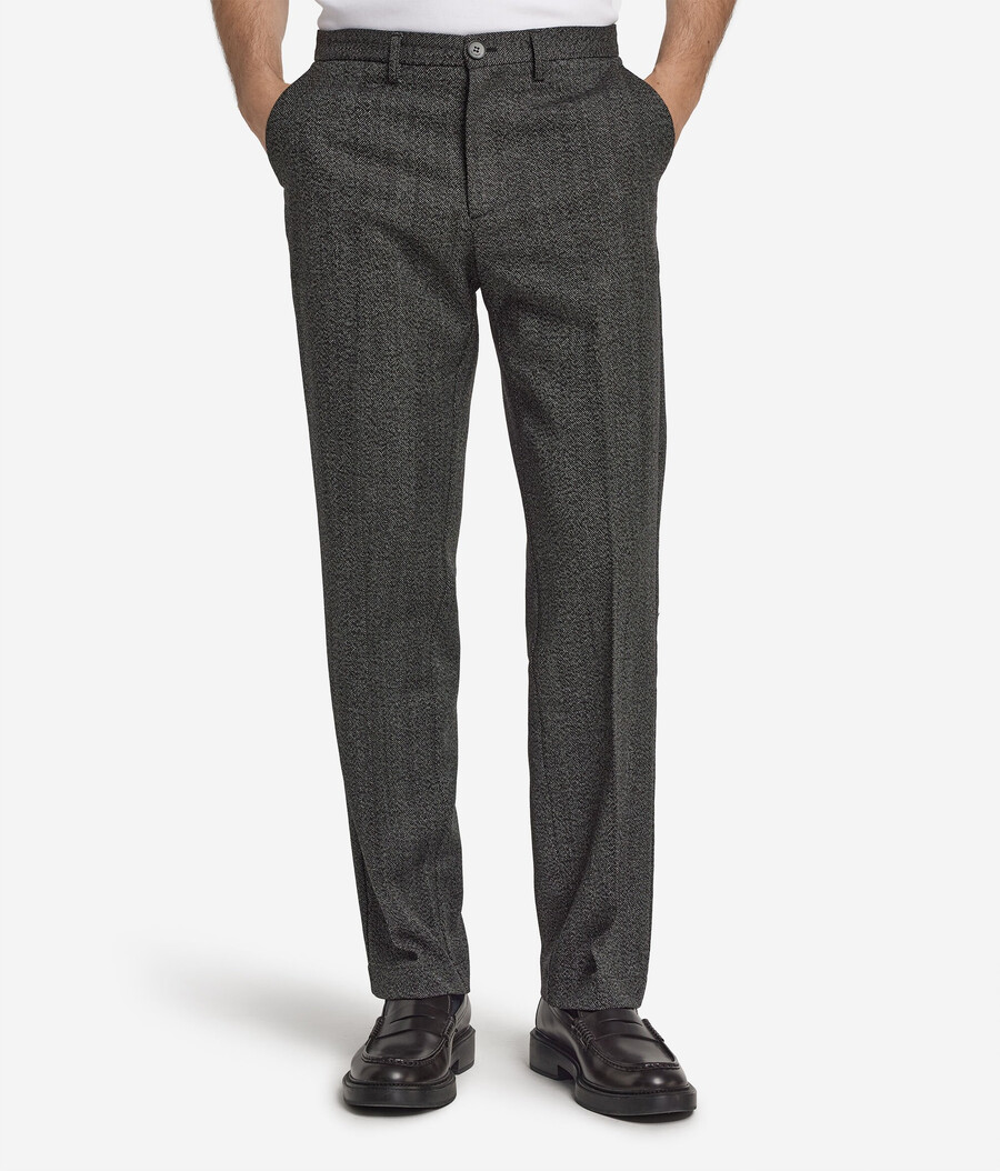 pantaloni in lana a spina di pesce