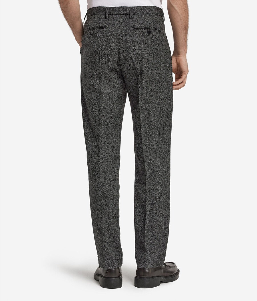 pantaloni in lana a spina di pesce