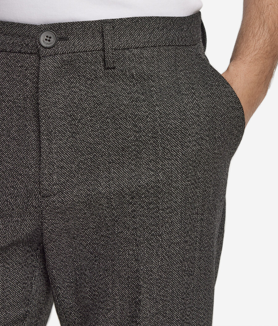 pantaloni in lana a spina di pesce