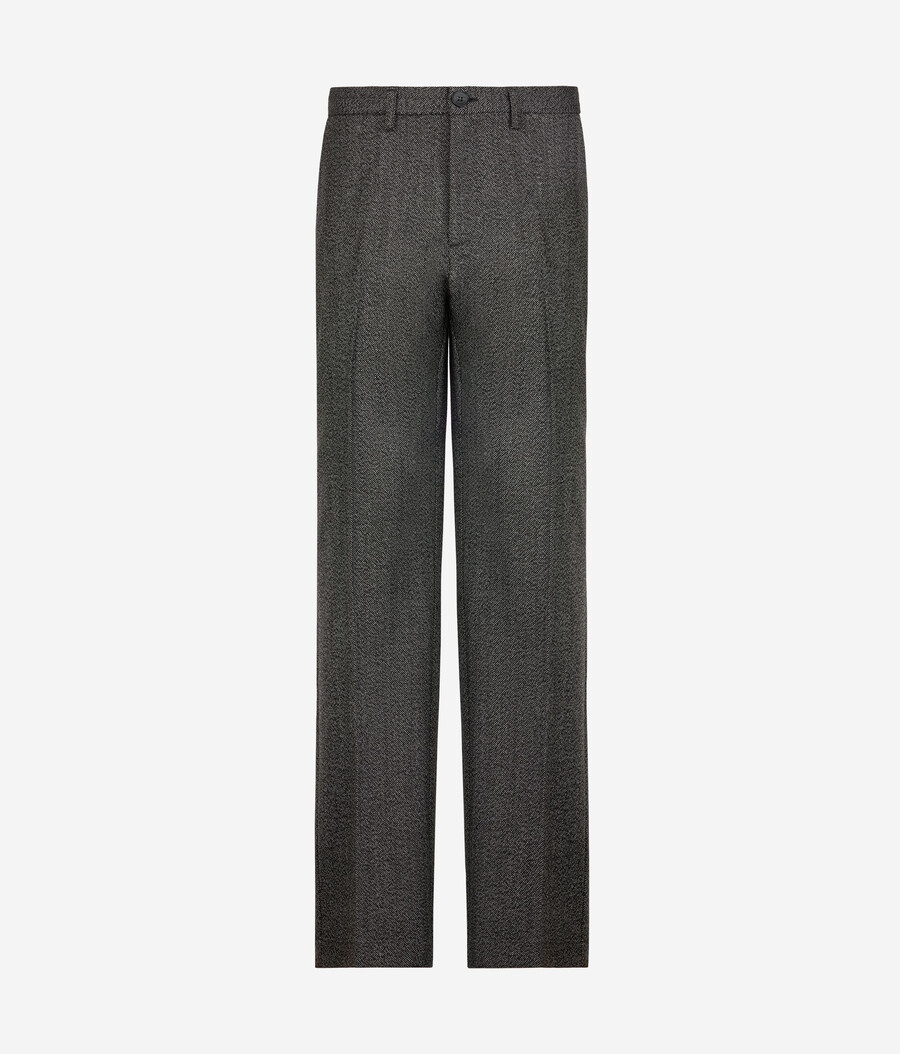 pantaloni in lana a spina di pesce
