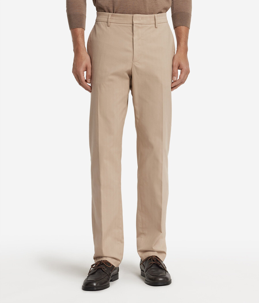 pantaloni chino in cotone e cashmere a spina di pesce