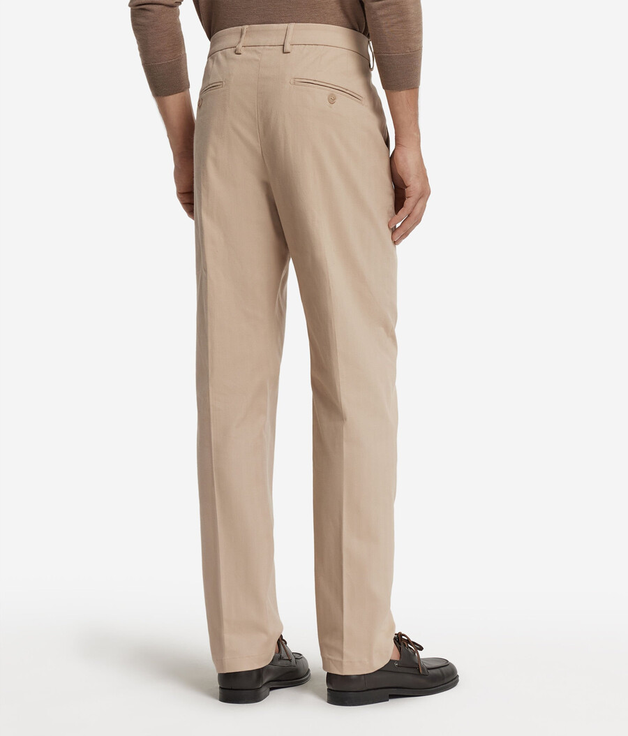 pantaloni chino in cotone e cashmere a spina di pesce