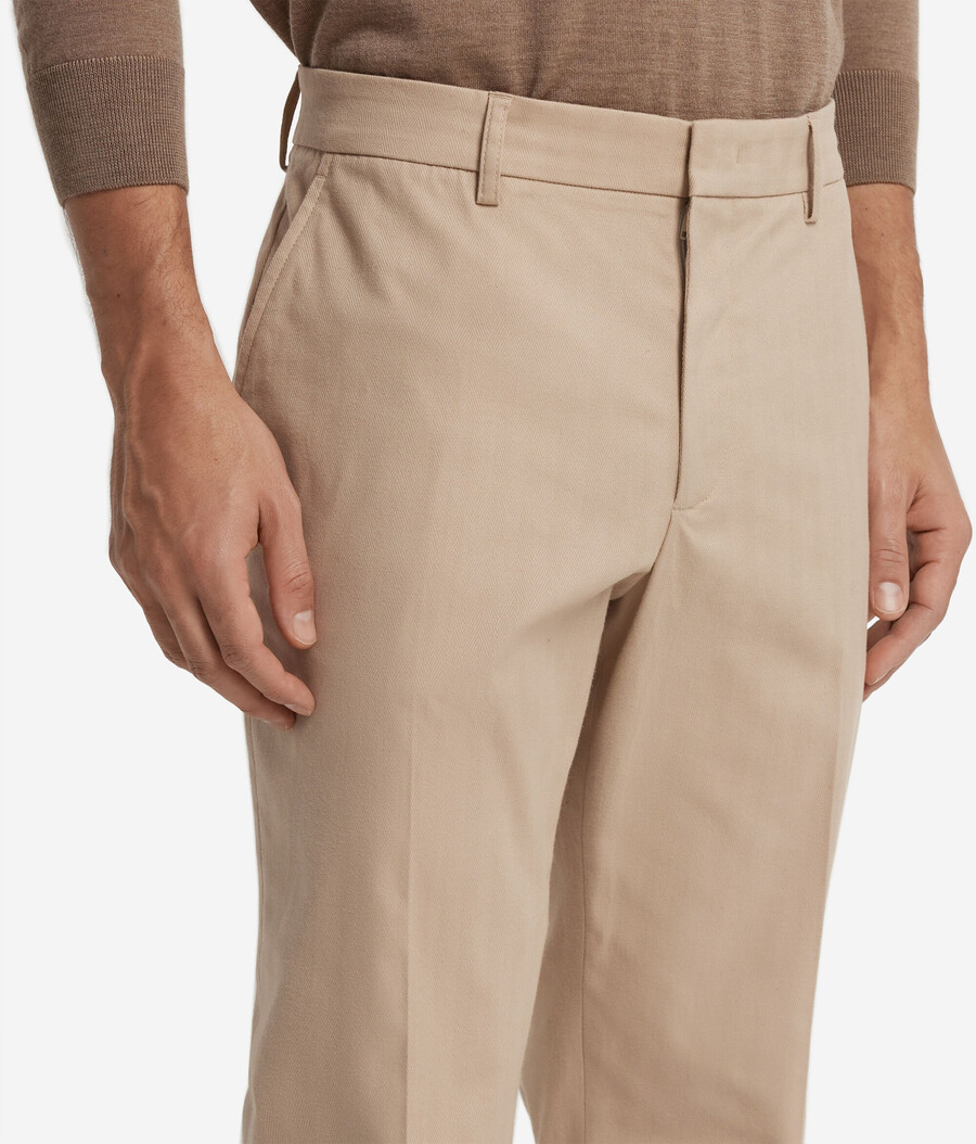 pantaloni chino in cotone e cashmere a spina di pesce