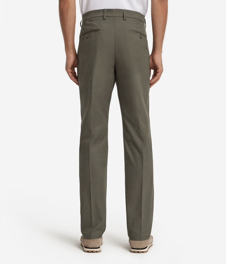 pantaloni chino in cotone e cashmere a spina di pesce