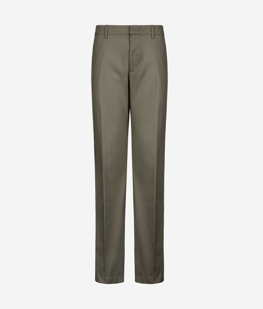 pantaloni chino in cotone e cashmere a spina di pesce