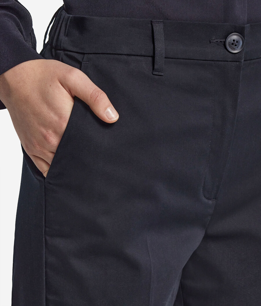 pantaloni a zampa di tromba in tessuto di cotone