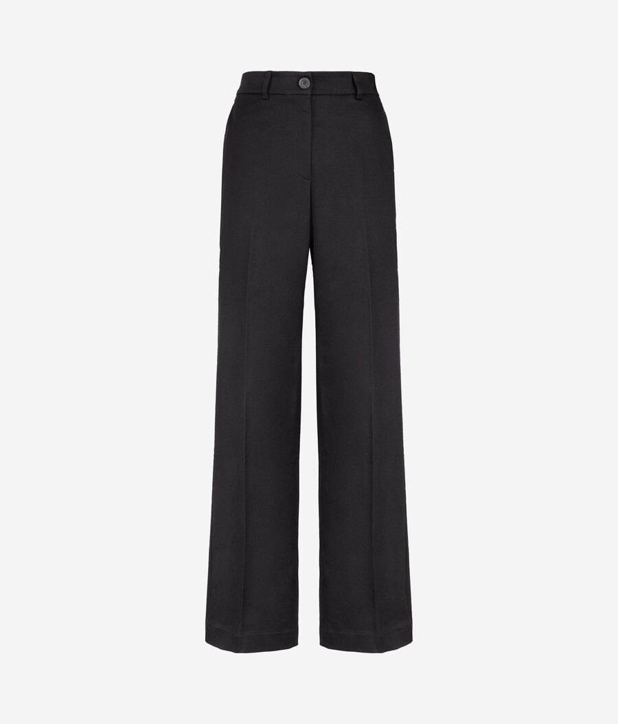 pantaloni palazzo in cashmere e cotone