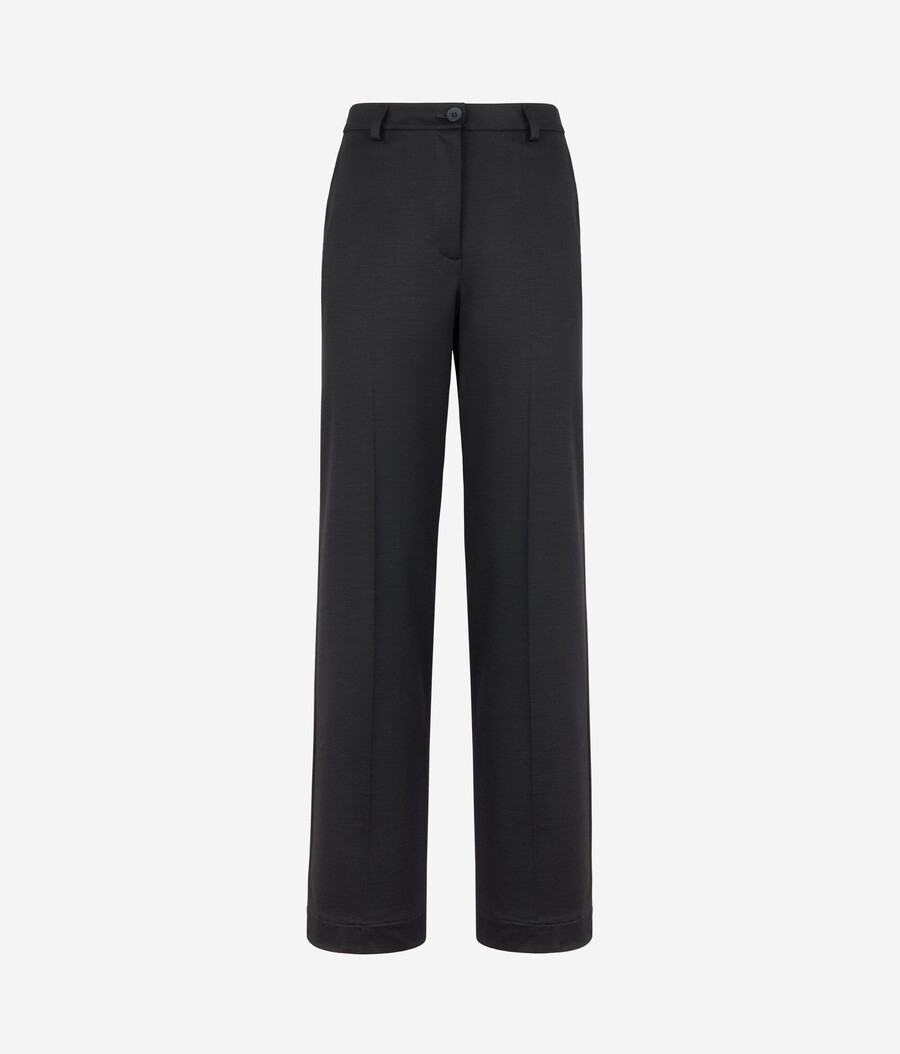 pantaloni basic in jersey di lana