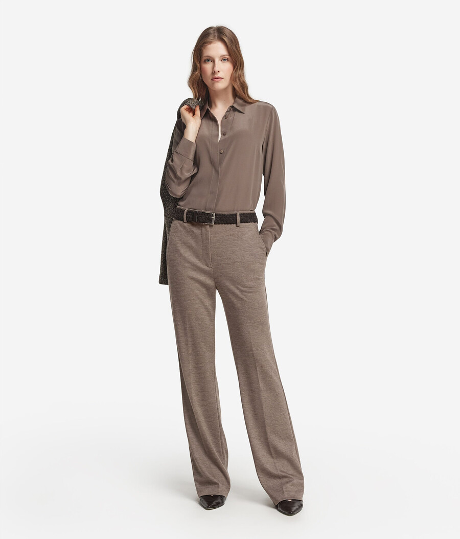 pantaloni basic in jersey di lana