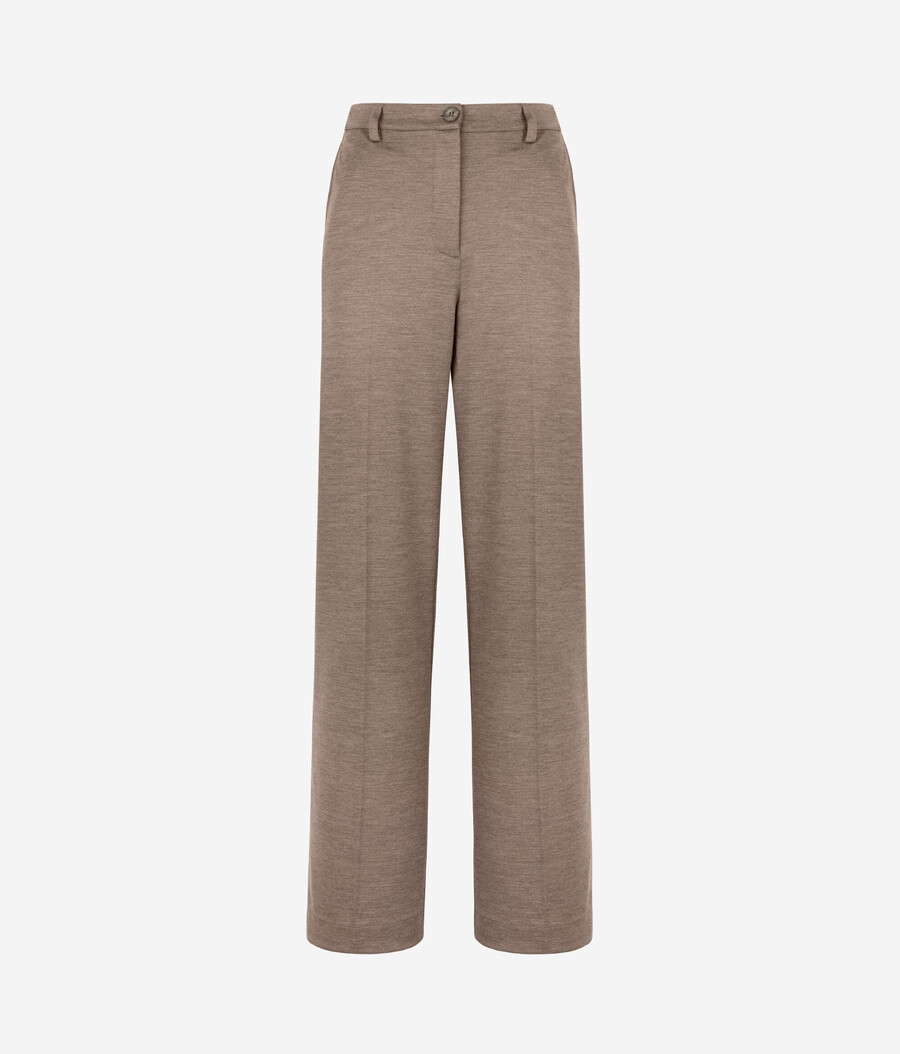 pantaloni basic in jersey di lana