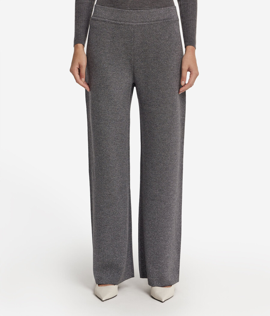 pantaloni palazzo in lana lamé