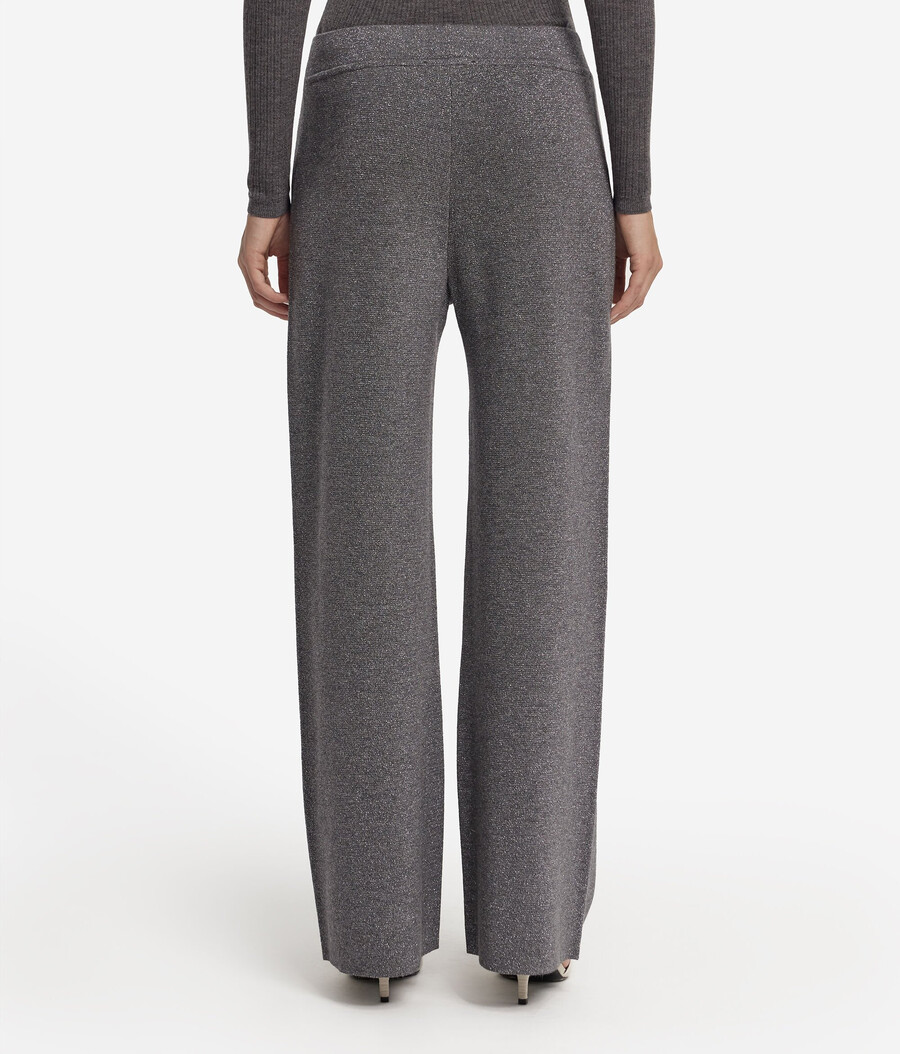 pantaloni palazzo in lana lamé