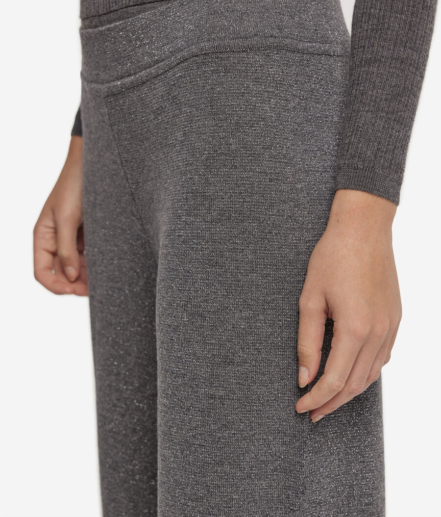 pantaloni palazzo in lana lamé