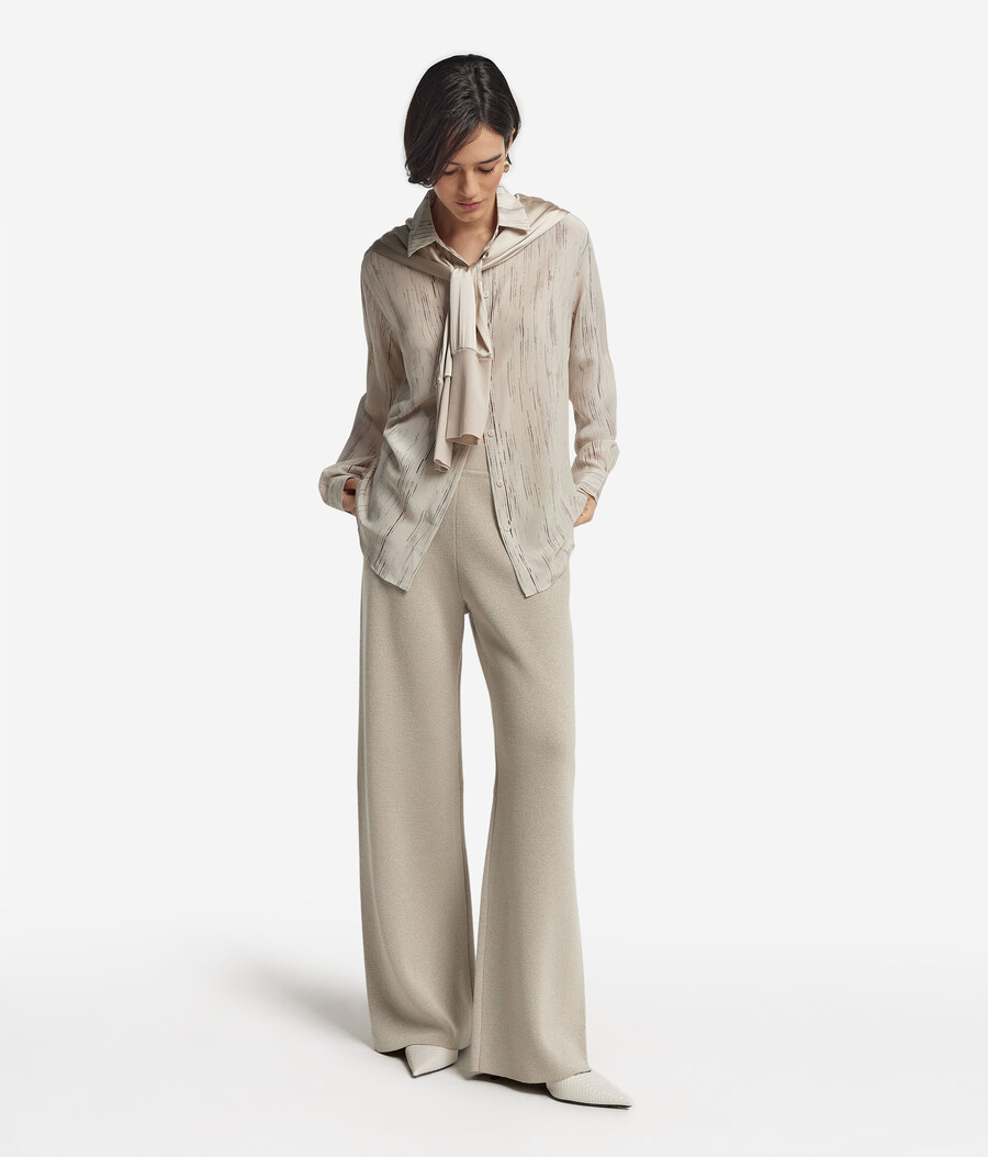 pantaloni palazzo in lana lamé
