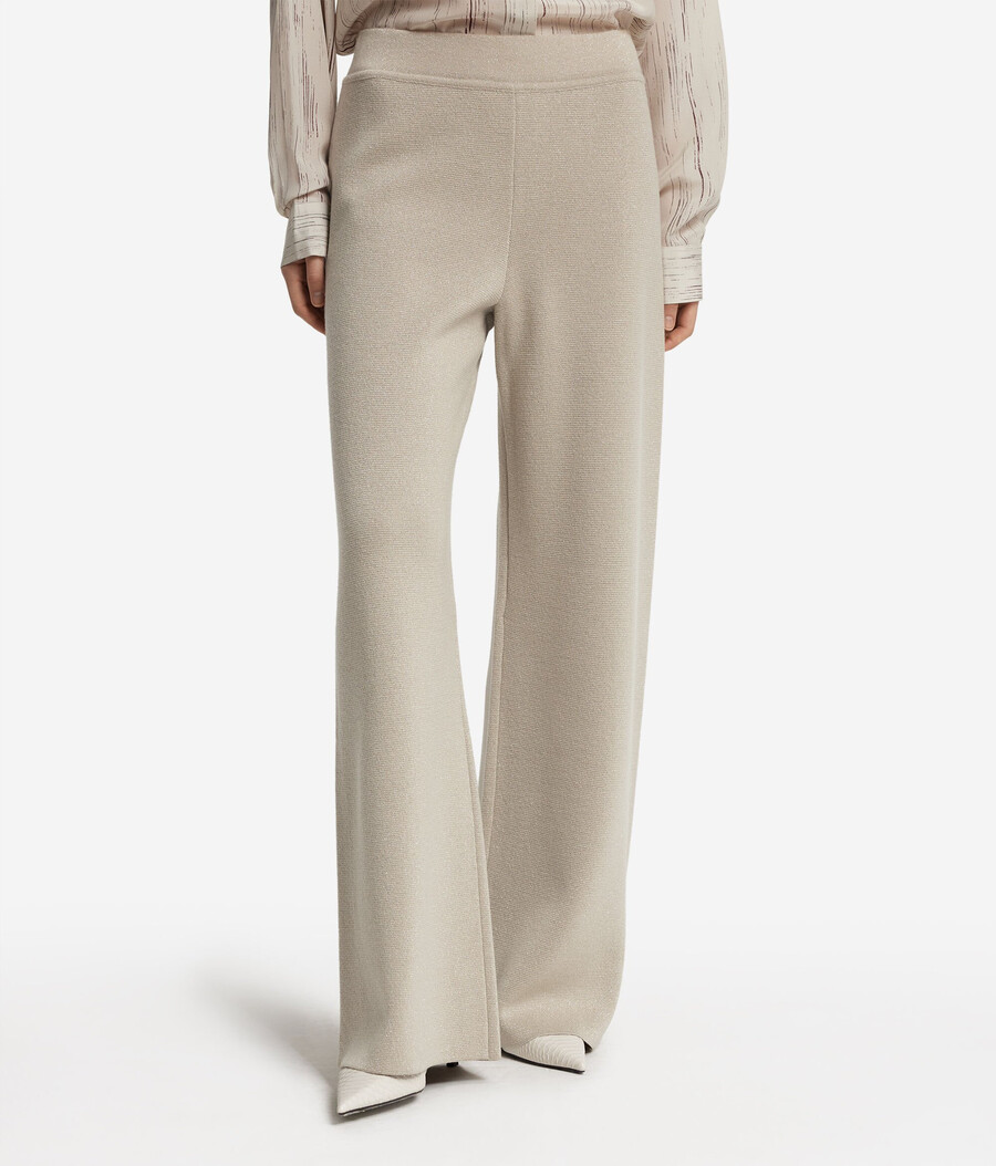 pantaloni palazzo in lana lamé