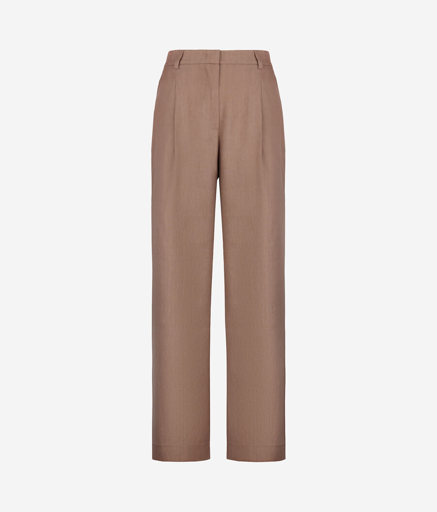 pantaloni a gamba larga in lino e viscosa