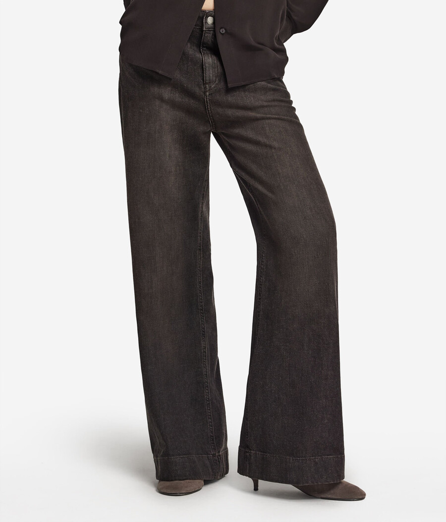 pantaloni a zampa in denim di cashmere