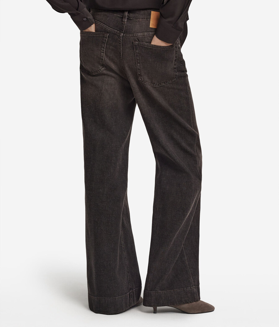 pantaloni a zampa in denim di cashmere