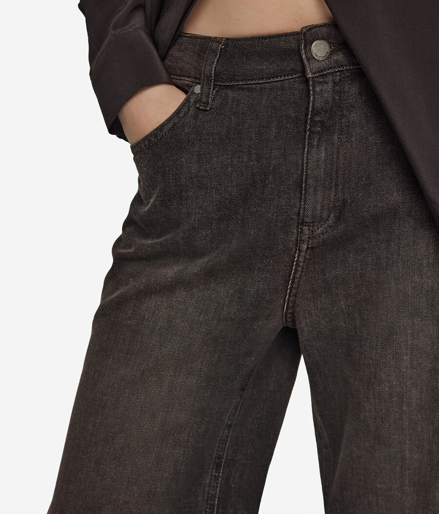 pantaloni a zampa in denim di cashmere
