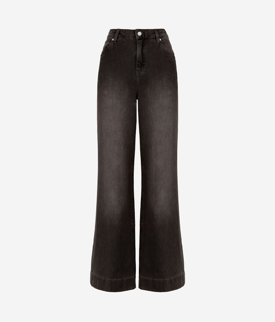 pantaloni a zampa in denim di cashmere