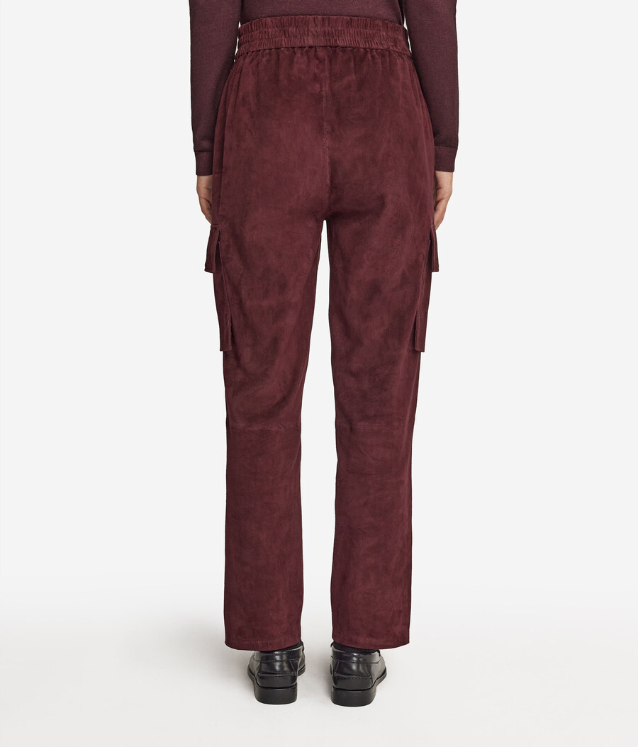 pantaloni cargo in pelle scamosciata
