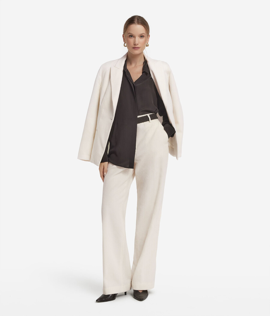 pantaloni in velluto di lana e cashmere