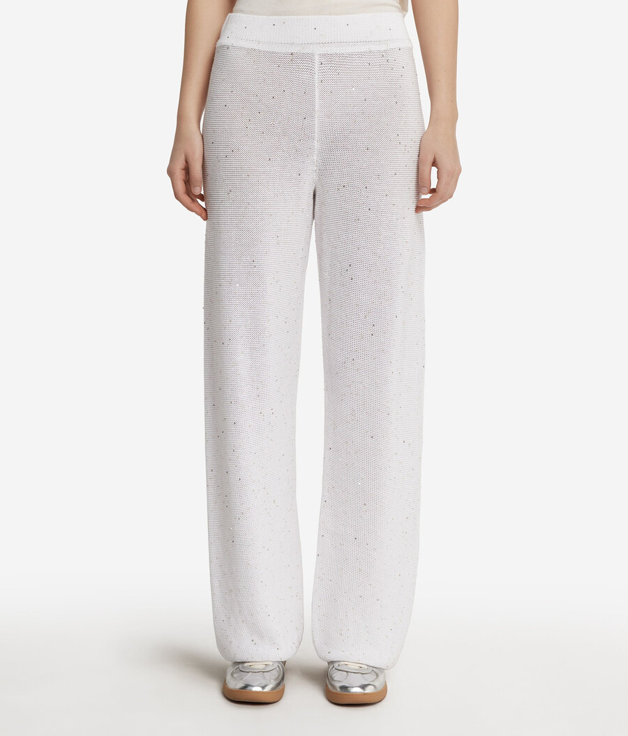 pantaloni palazzo con micro paillettes