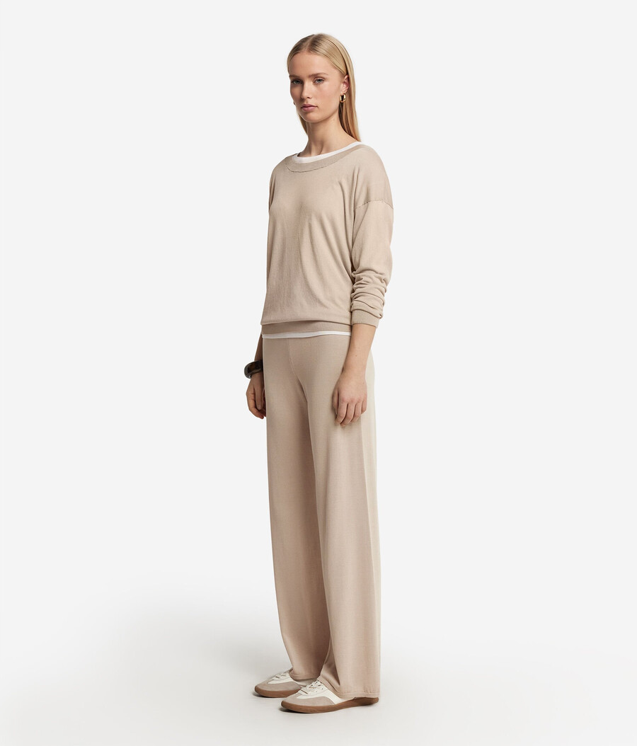 pantaloni palazzo in seta e cotone