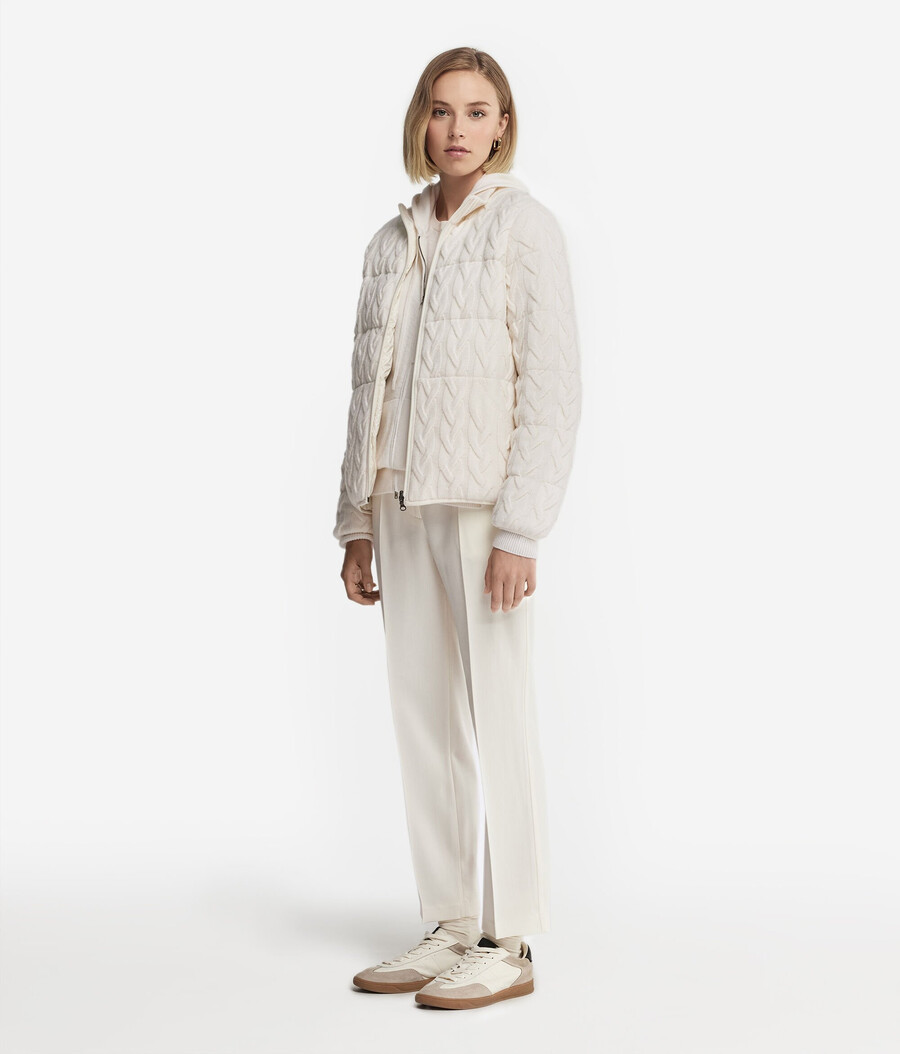 piumino reversibile in cashmere con motivo a trecce