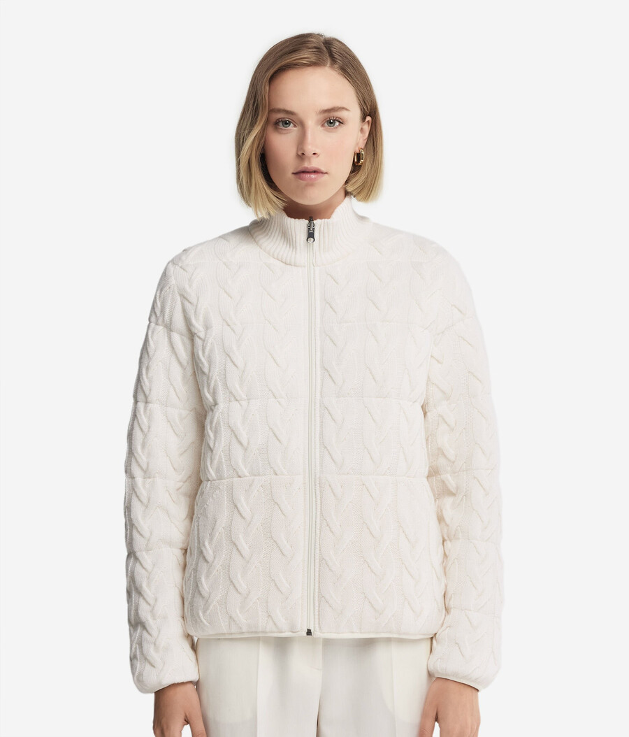 piumino reversibile in cashmere con motivo a trecce