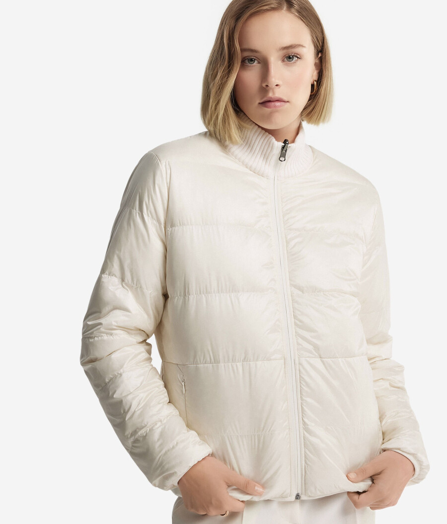piumino reversibile in cashmere con motivo a trecce