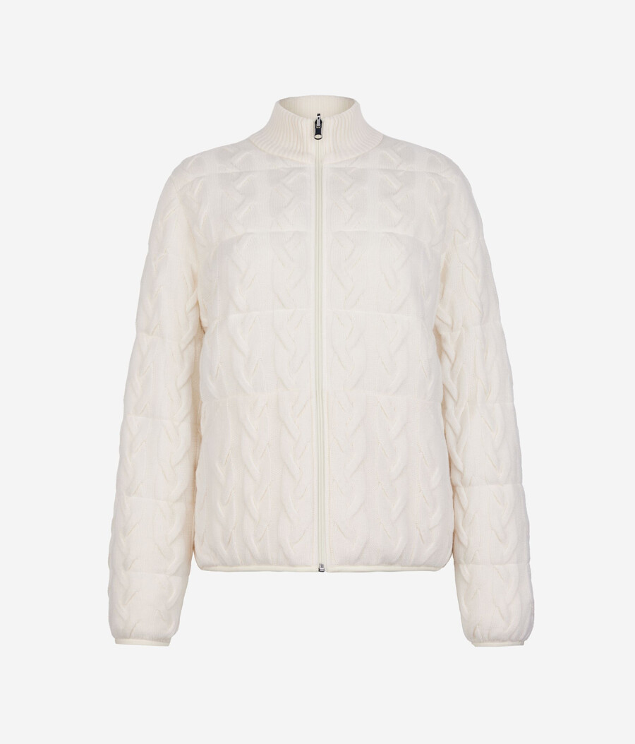 piumino reversibile in cashmere con motivo a trecce