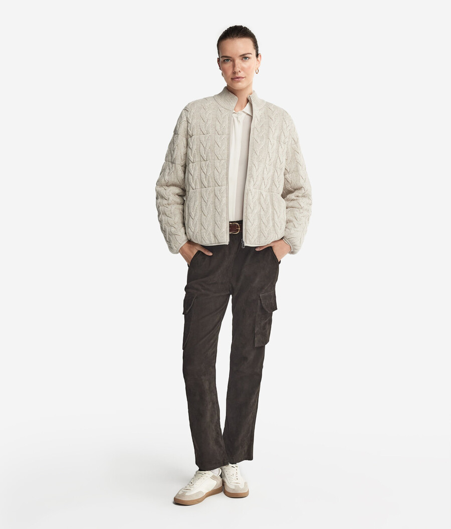 piumino reversibile in cashmere con motivo a trecce