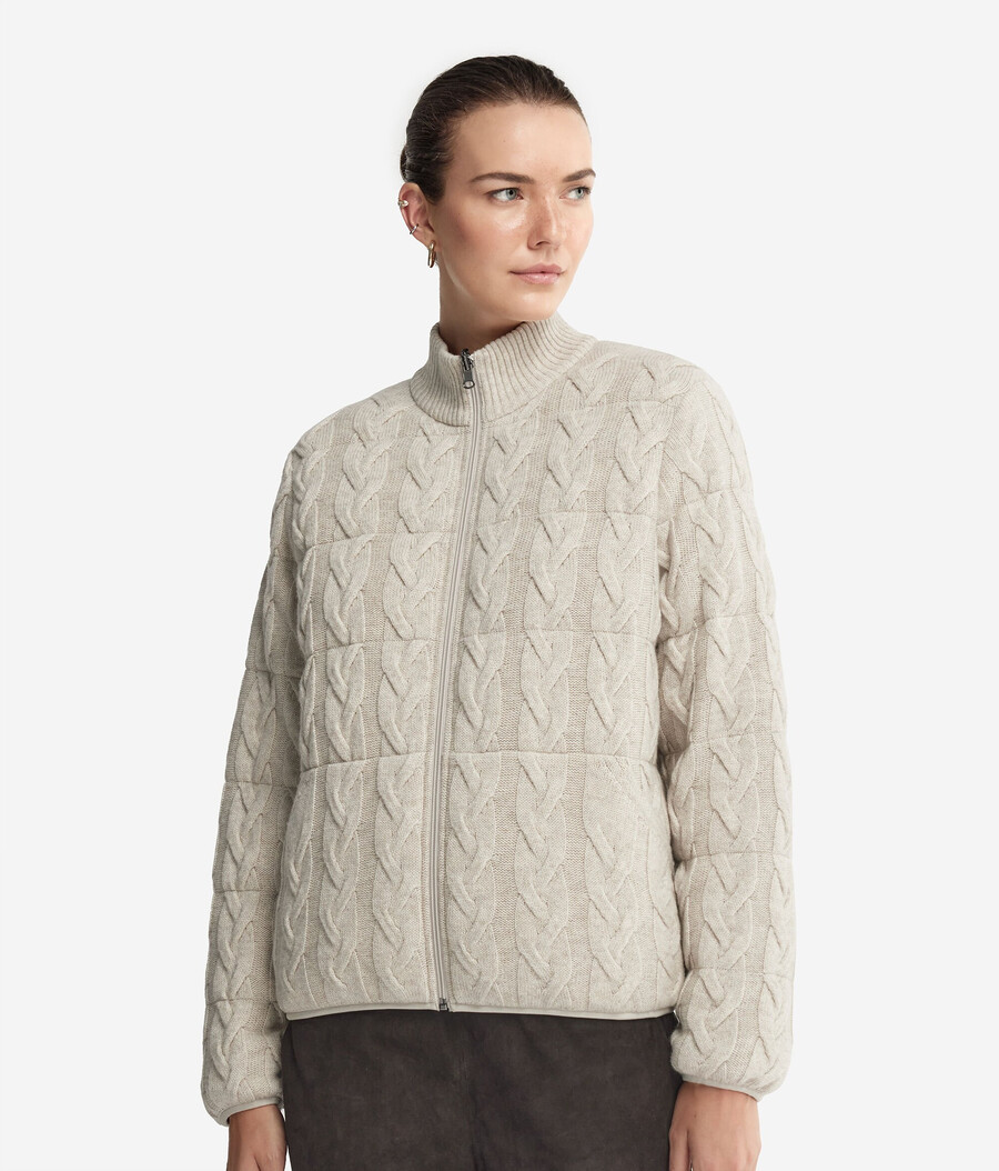 piumino reversibile in cashmere con motivo a trecce