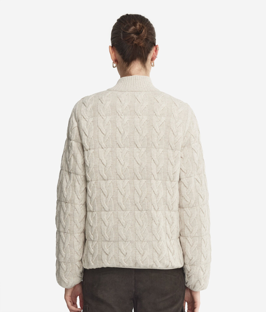 piumino reversibile in cashmere con motivo a trecce