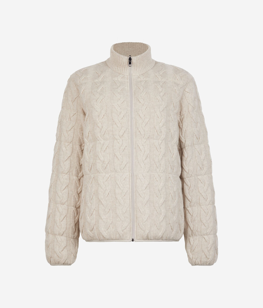 piumino reversibile in cashmere con motivo a trecce