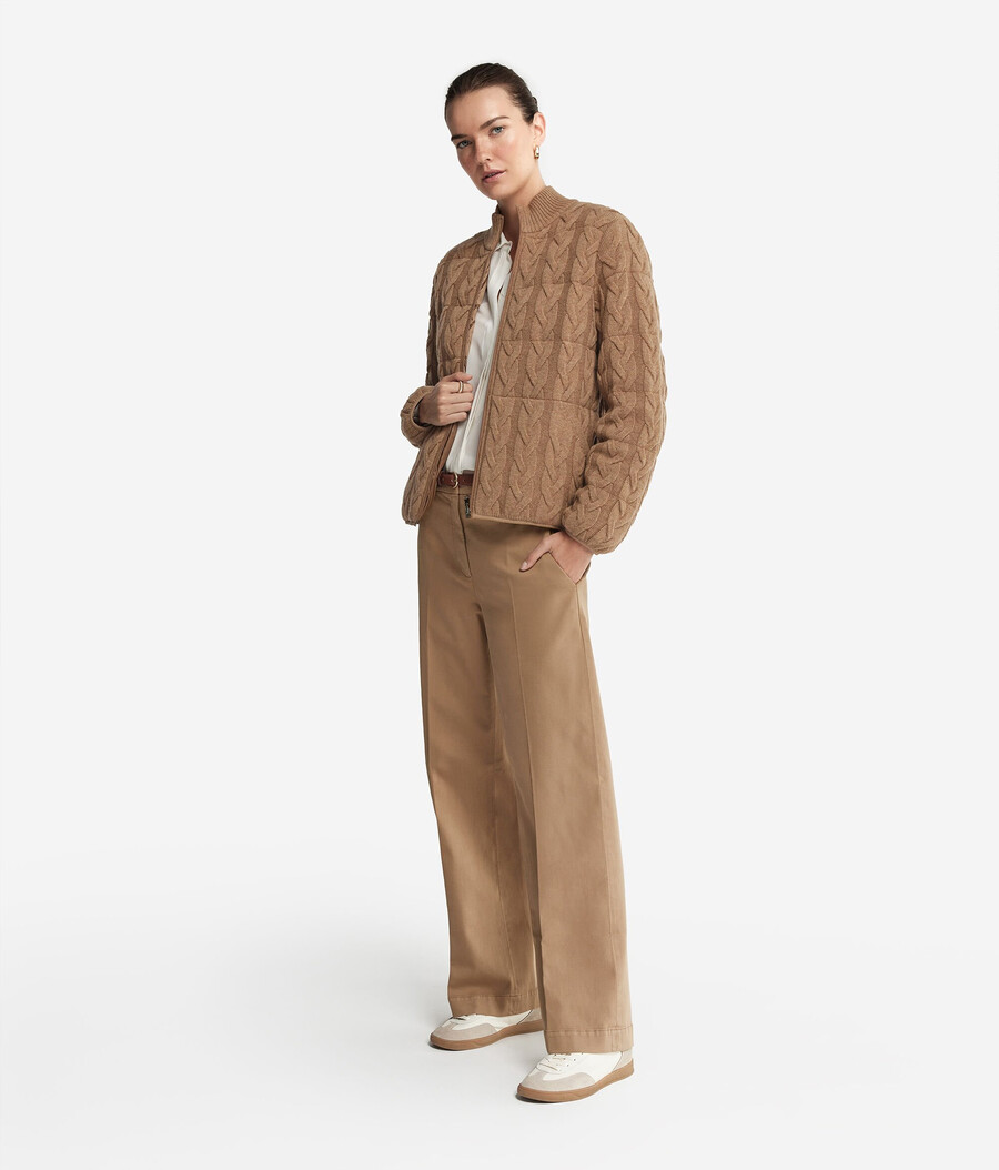 piumino reversibile in cashmere con motivo a trecce