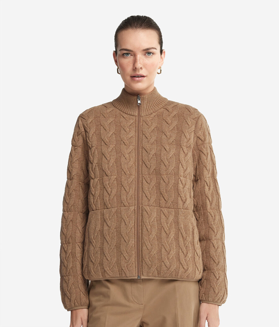 piumino reversibile in cashmere con motivo a trecce