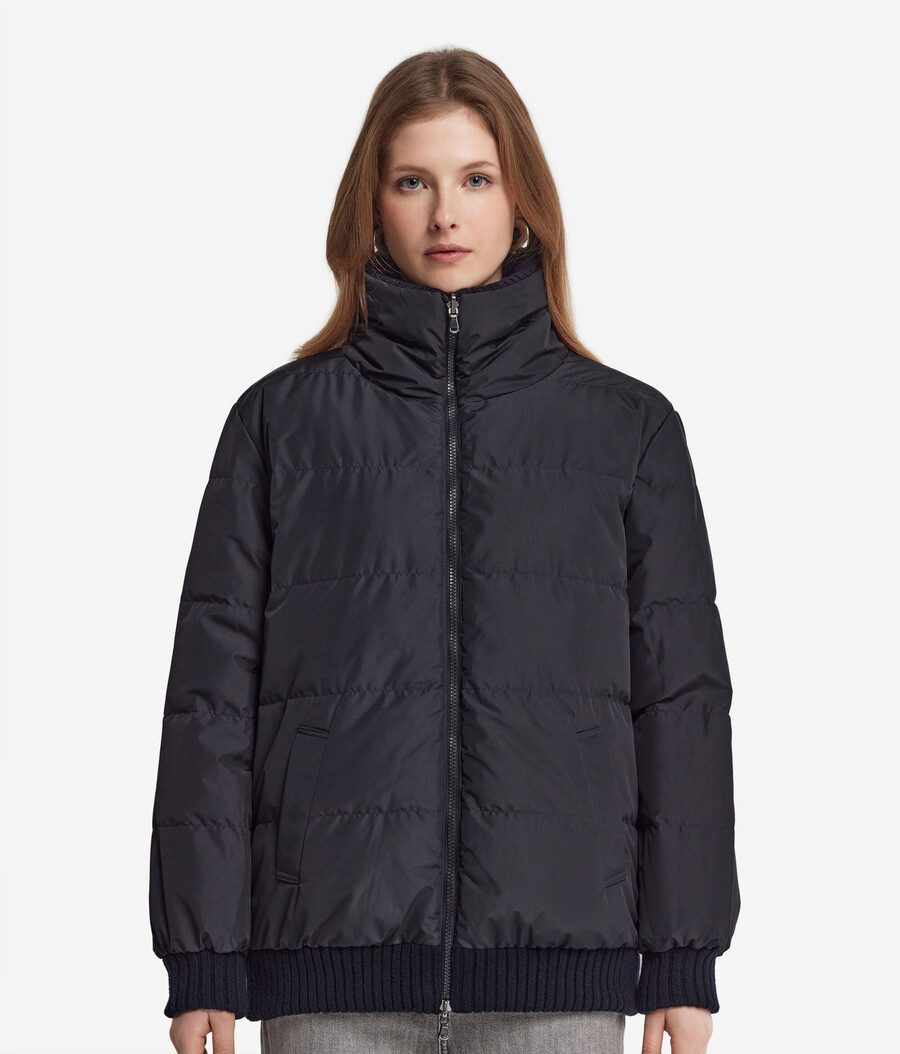piumino reversibile in cashmere tricot