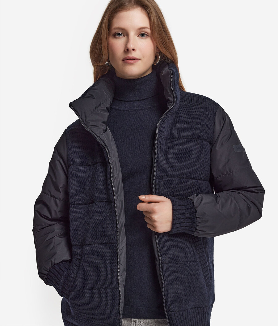 piumino reversibile in cashmere tricot