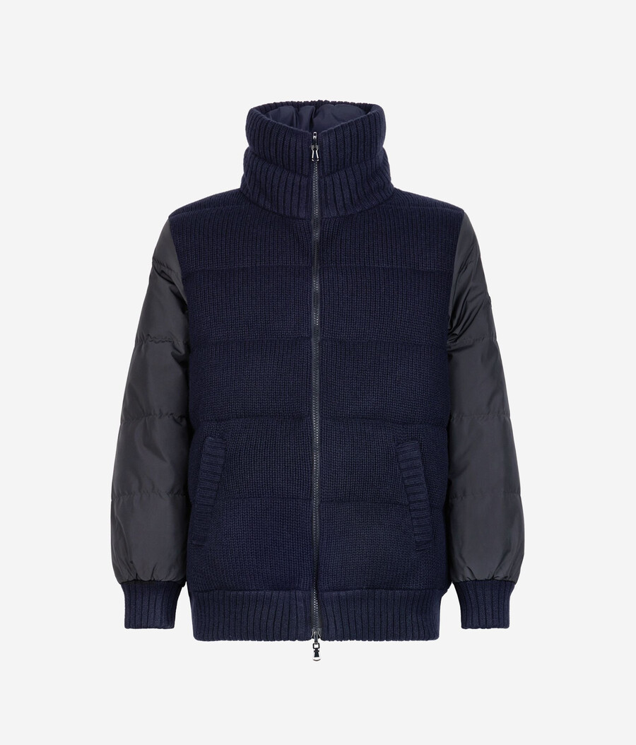 piumino reversibile in cashmere tricot